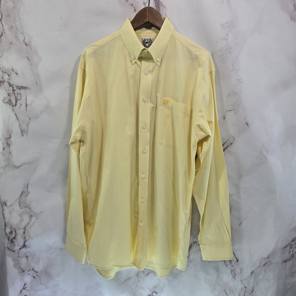 Cinch Shirt Mens Medium Bright Banana Yellow Button Down Long Sleeve Western - Picture 1 of 10
